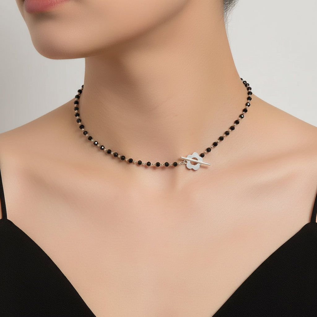 Schwarze Kristallhalskette - CrystalJewelry 