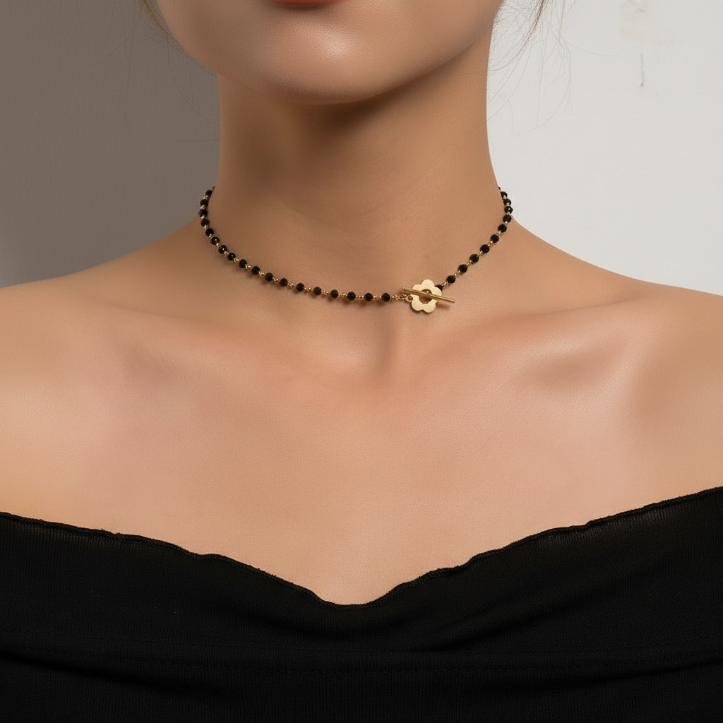 Schwarze Kristallhalskette - CrystalJewelry 