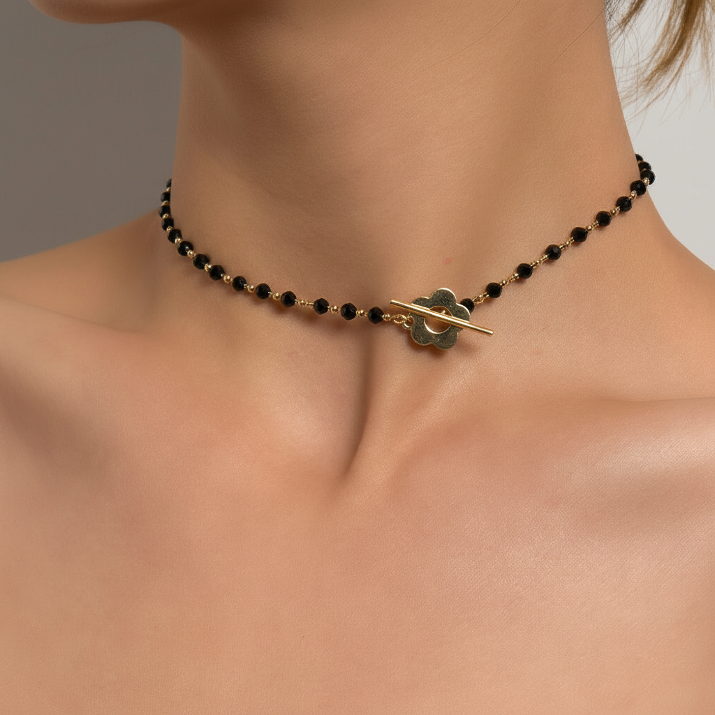 Schwarze Kristallhalskette - CrystalJewelry 