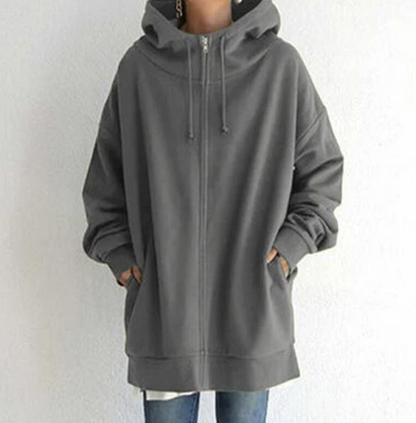 Överdimensionerad damhoodie med dragkedja och huva – Höstunderverk Meliora
