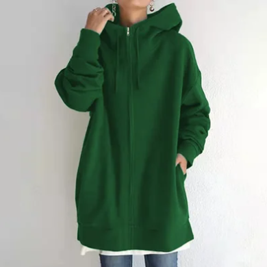 Överdimensionerad damhoodie med dragkedja och huva – Höstunderverk Meliora