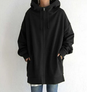 Överdimensionerad damhoodie med dragkedja och huva – Höstunderverk Meliora