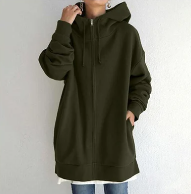 Överdimensionerad damhoodie med dragkedja och huva – Höstunderverk Meliora