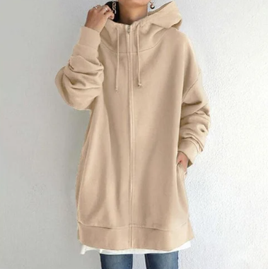 Överdimensionerad damhoodie med dragkedja och huva – Höstunderverk Meliora