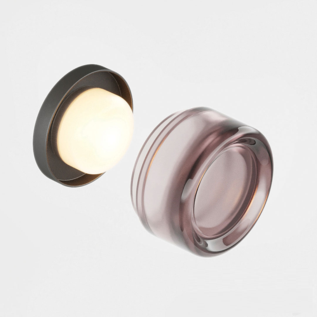 Moderne LED-Wandleuchte, rund, schwarz und transparent, energiesparend, Innenbeleuchtung.