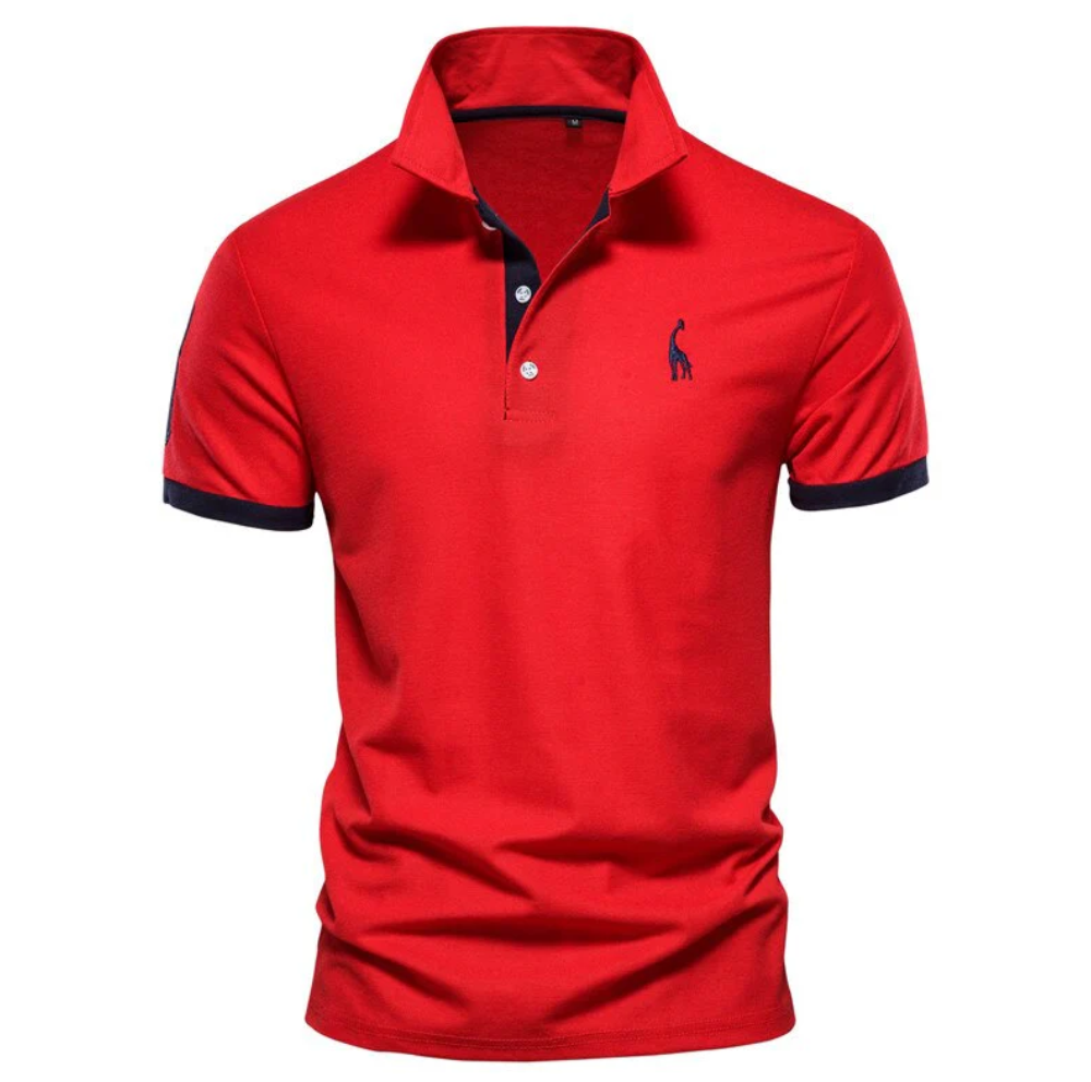 Rotes Polohemd für Herren, Baumwolle, Kurzarm, klassischer Kragen, Freizeitmode.