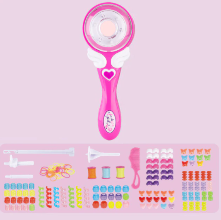 Rosa Bastelset für Kinder, DIY Schmuck, Perlen, Fäden, Aufkleber, kreatives Spielzeug.
