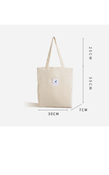 Beige Baumwolltasche mit Tragegriffen, 30x35x7 cm, umweltfreundlich, Einkaufstasche.