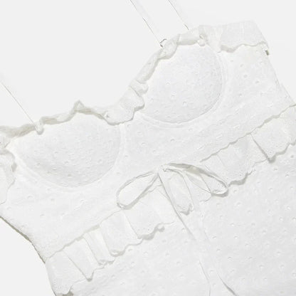 Stilren broderad camisole-maxiklänning i vitt – Alina
