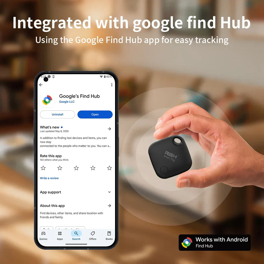 4 stycken smarta GPS-spårningsbrickor med Google Find Hub för Android-enheter