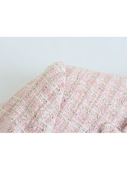 Rosa Tweedstoff, gewebt, Textilstruktur, Mode, Stoffmuster, elegant, hochwertig