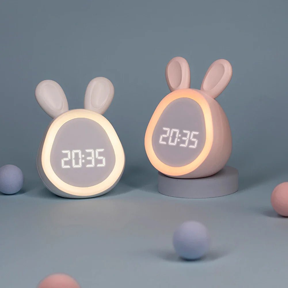 Kaninformad barnklocka med LED-nattljus - BunniGlow