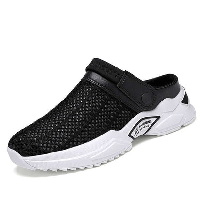 Schwarzer Mesh-Sneaker, atmungsaktiv, rutschfest, für Herren, sportlich, bequem.