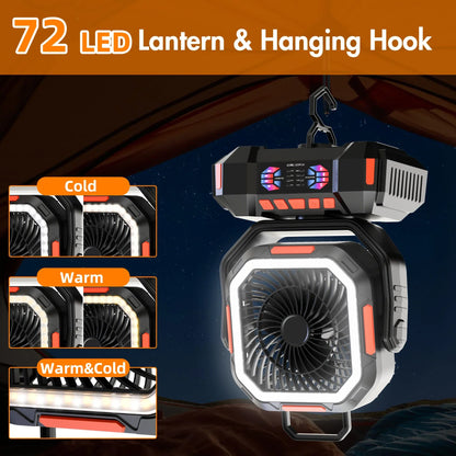 Uppladdningsbar campingfläkt med 40 000 mAh-batteri och LED-lampa – F22