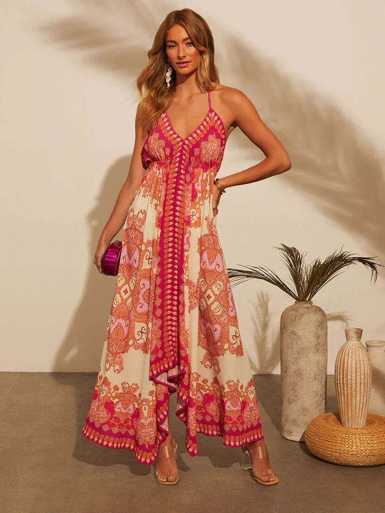Luftig och stylig boho-maxiklänning med halterneck för damer – Naya