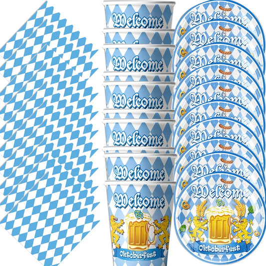 Engångs-partistat i oktoberfestdesign (60-delars) – Välkomstset oktoberfest 2026