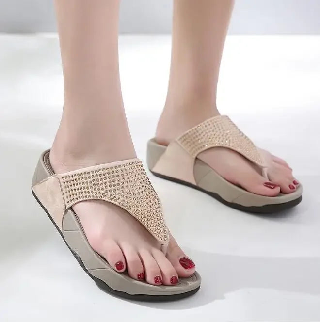 Bekväma damplattformssandaler med strass – Genève
