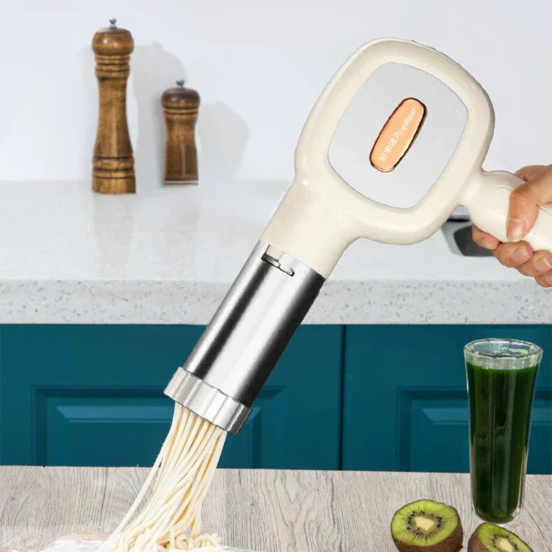 Elektrische Nudelmaschine, weiß, Edelstahl, Küchengerät, frische Pasta, moderne Küche