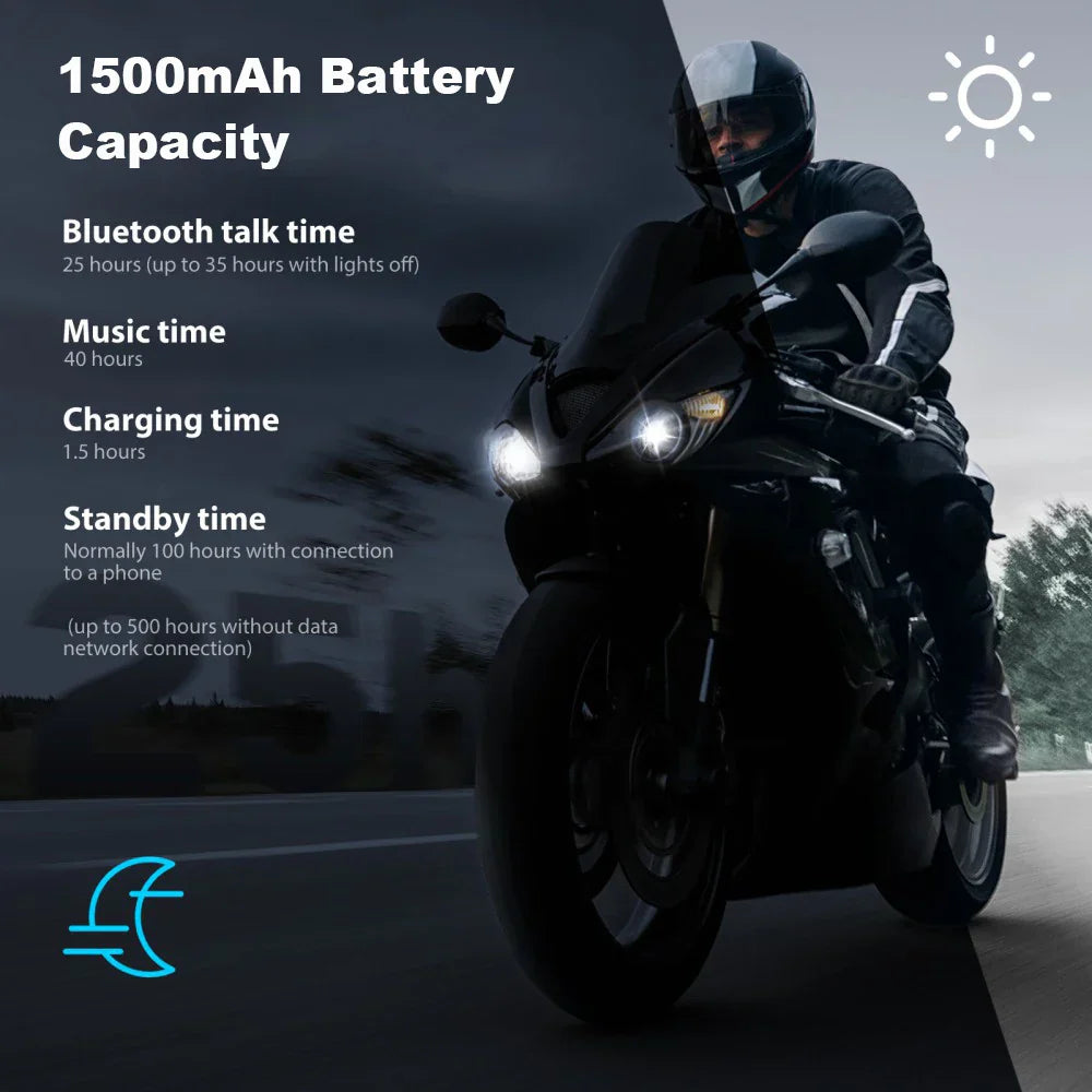Bluetooth-motorcykelintercom för 10 förare & IP67 vattentät – RideSync
