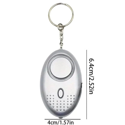 Silberner ovaler Schlüsselanhänger-Alarm, 6,4 cm, mit Knopf und Kette, Sicherheitsgerät.