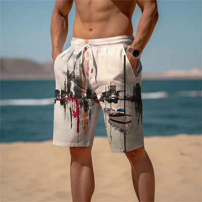 Strandshorts för herrar i bomull 3D-tryck Andningsbar sommarlook - Jamal