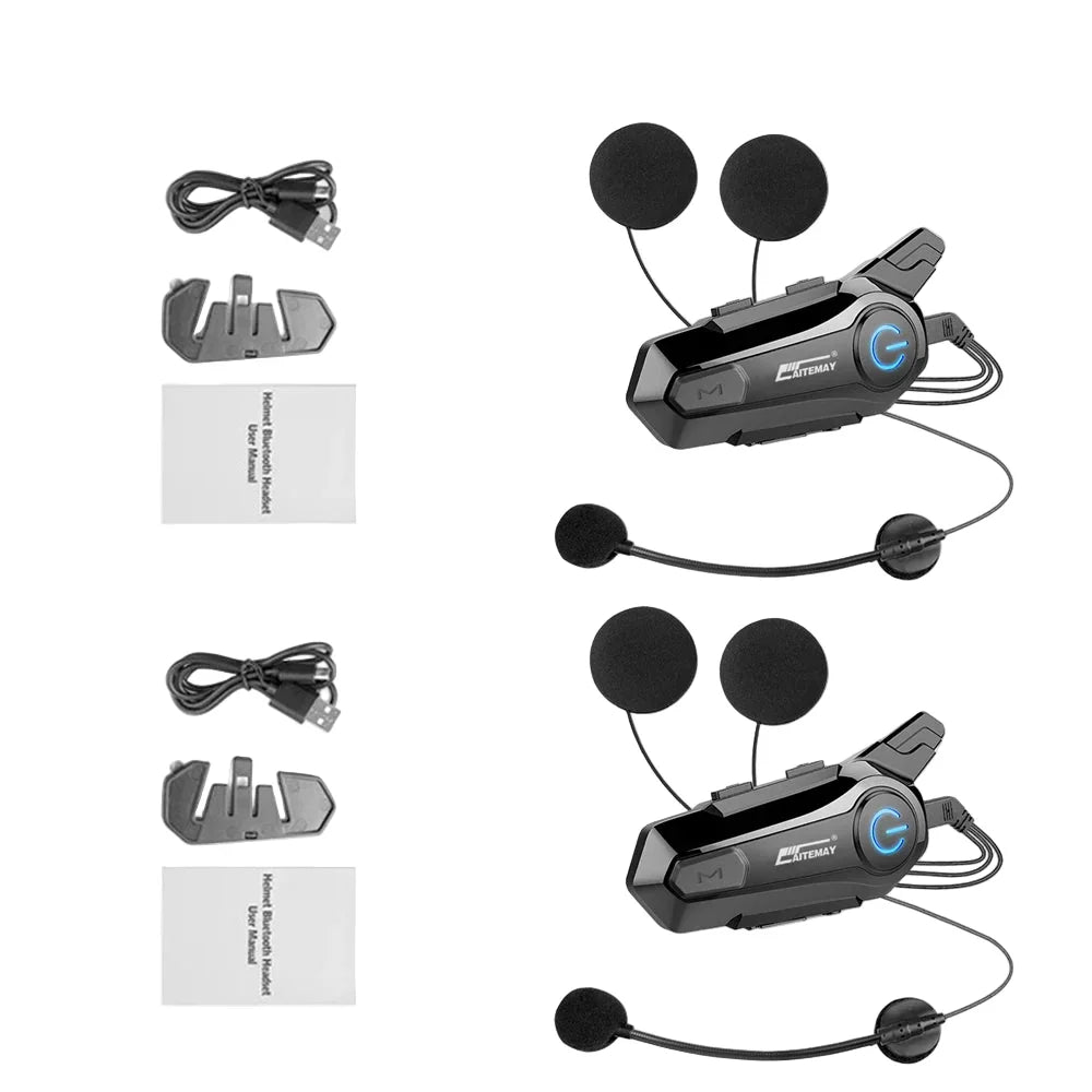 Bluetooth-intercom-headset för motorcykelhjälm med 1000 m räckvidd & IPX6-vattentät – RoadComm