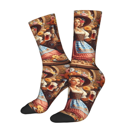 Strumpor med dirndl-motiv (2-pack) – traditionella dräktstrumpor för Oktoberfest 2026
