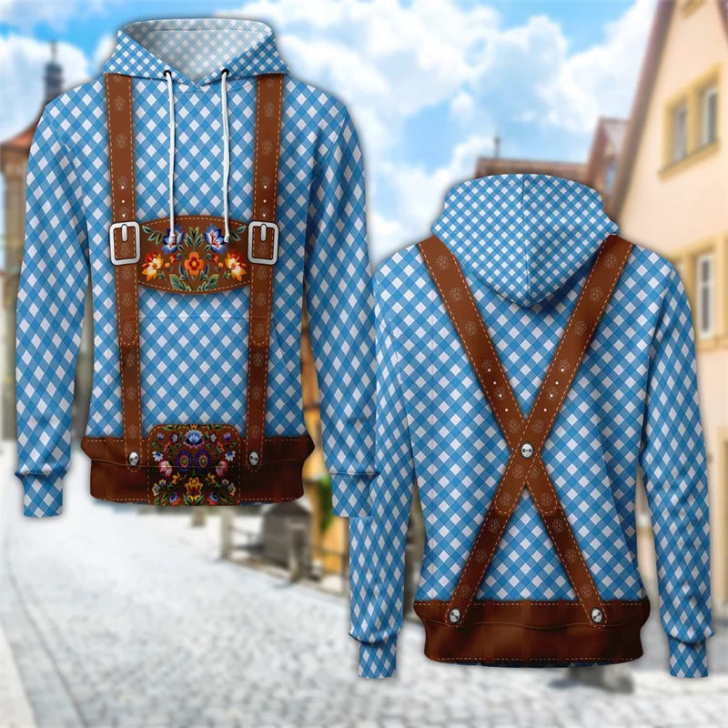 3D-Trachten-hoodie med ölkrustryck – ProstZeit Oktoberfest 2026