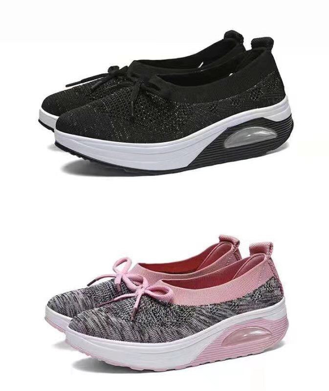 Damen Sneaker, schwarz und rosa, atmungsaktiv, rutschfest, bequem, Freizeitschuhe.