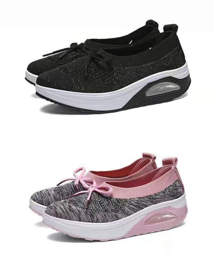 Damen Sneaker, schwarz und rosa, atmungsaktiv, rutschfest, bequem, Freizeitschuhe.