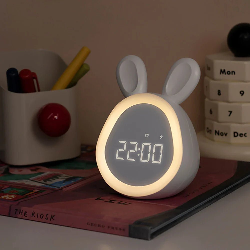Kaninformad barnklocka med LED-nattljus - BunniGlow