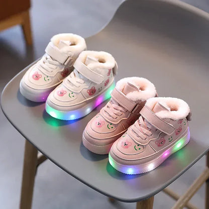 Höstlysande barn-LED-sneakers med komfortsula – HöstGlimmerSteg
