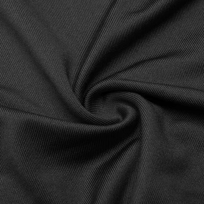 Schwarzer Stoff, Polyester, Nahaufnahme, Textur, Falten, Textilmaterial, Hintergrund, Detailansicht.