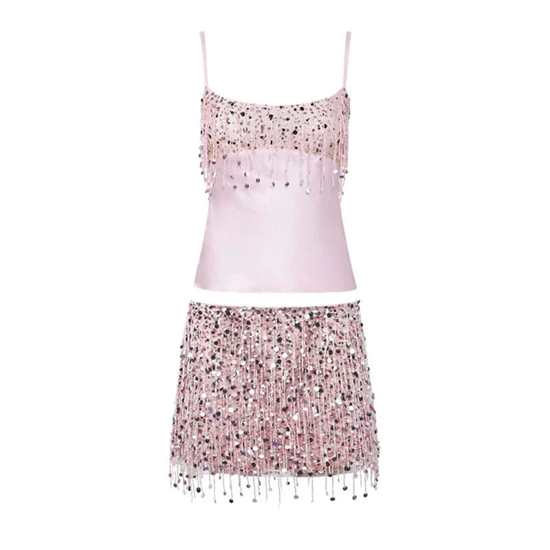 Pailletterad fransbikini-set – Riviera