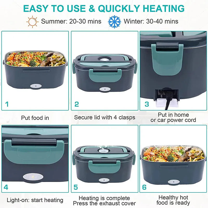 1,5 L elektrisk lunchlåda/matvärmare, 60 W, bärbar och läcksäker – HeatBox