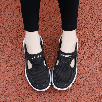 Schwarze Sportschuhe Damen, atmungsaktiv, rutschfest, Mesh, für Laufen und Freizeit.