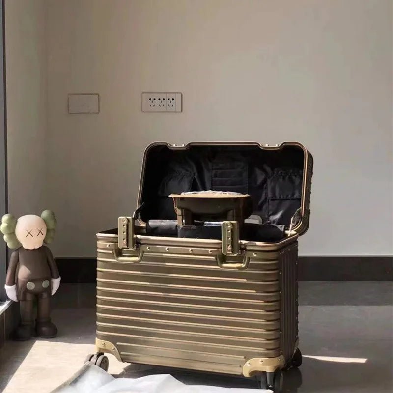 KLQDZMS rullande resväska i hel aluminium‑magnesiumlegering — boardingbox, herrarnas affärstrolleyväska 18", 20", 22", 24" bagage