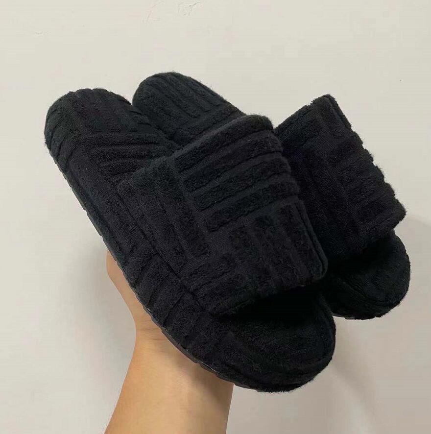 Schwarze Plüsch-Hausschuhe, rutschfest, bequem, für Damen und Herren, Wintermode.