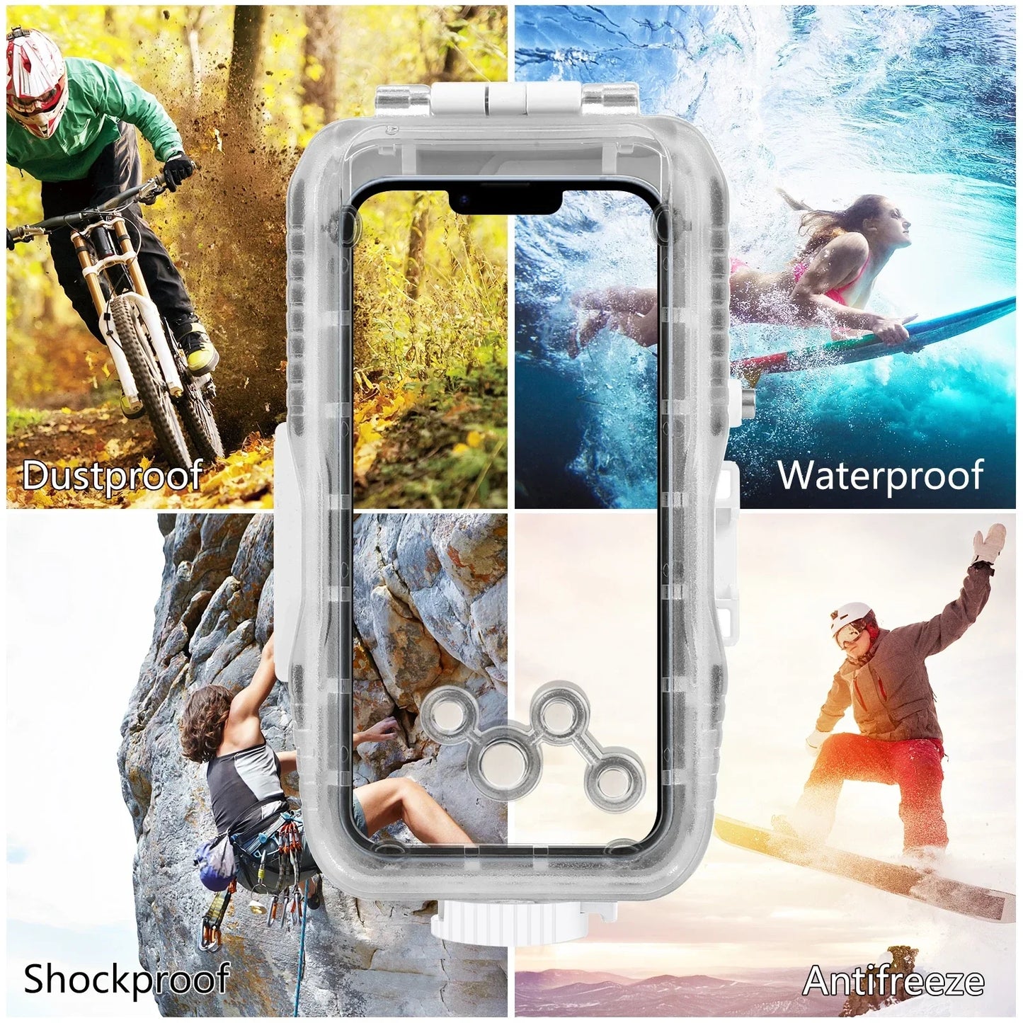 Vattentätt dykfodral för iPhone med skydd ner till 40 m och pekskärmsstyrning – AquaShield