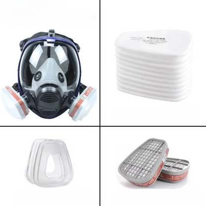 Helmask med anti-imma-lins och industriella gasfilter