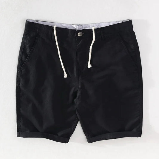 Strandshorts för herr i linne-bomull, sommarlook med knappstängning - Sandro