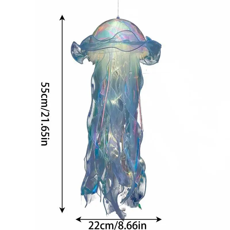 Leuchtende Quallenlampe, 55cm, LED, hängend, dekorativ, transparent, blau, für Kinderzimmer.