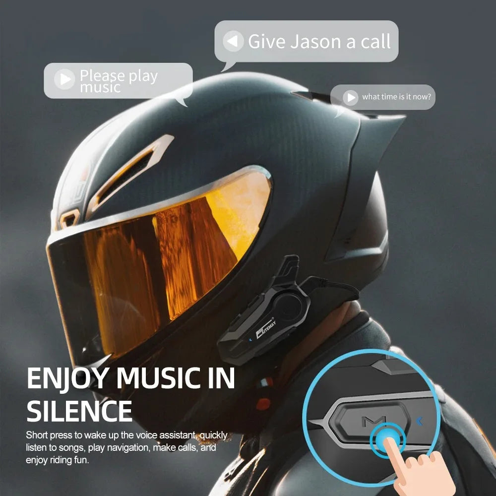 Bluetooth-intercom-headset för motorcykelhjälm med 1000 m räckvidd & IPX6-vattentät – RoadComm