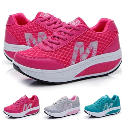 Damen Sneaker mit gepolsterter Sohle, pink, atmungsaktiv, bequem, modisch, Sport, Freizeit.