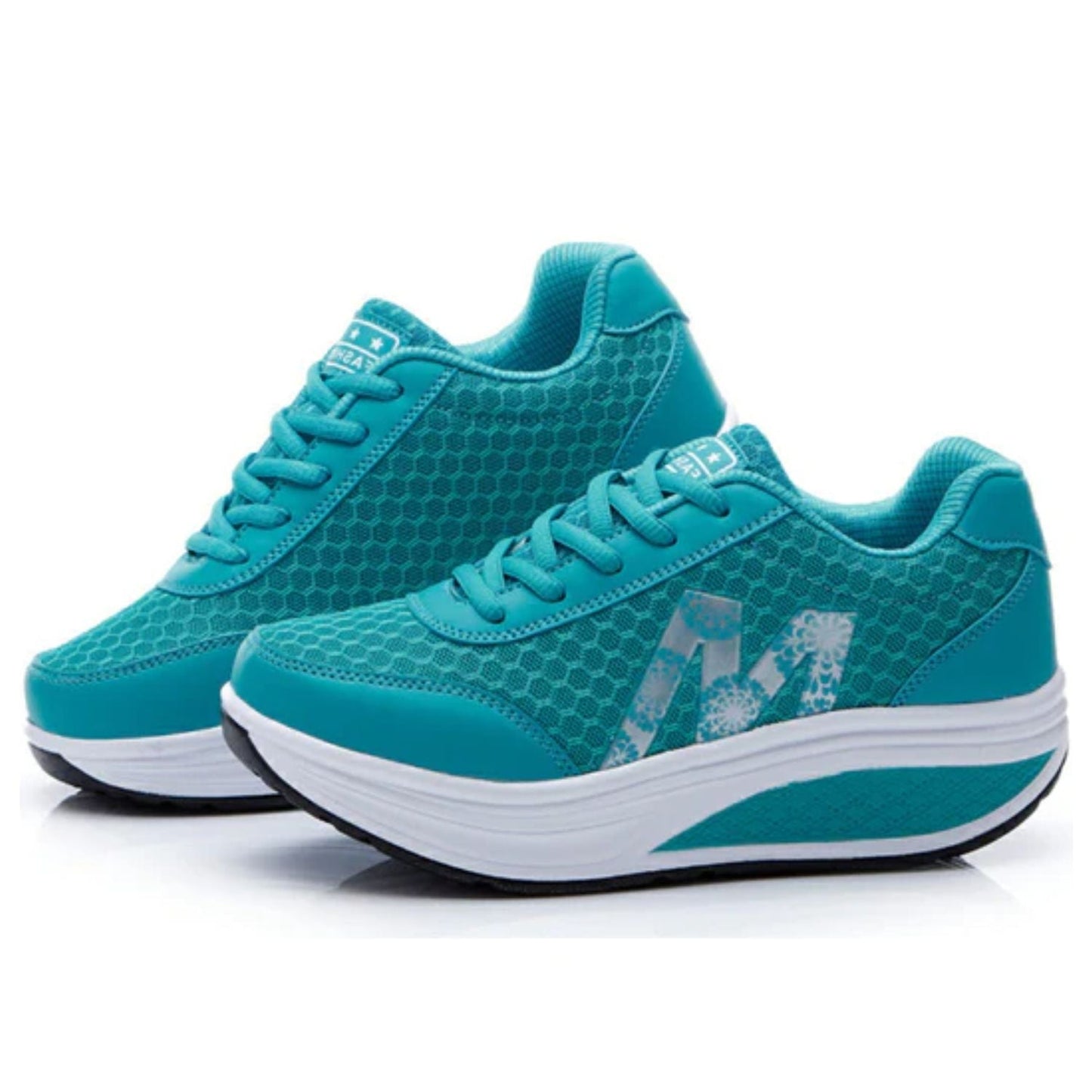 Türkise Sportschuhe mit gepolsterter Sohle, atmungsaktiv, ideal für Damen, Fitness, Laufen.