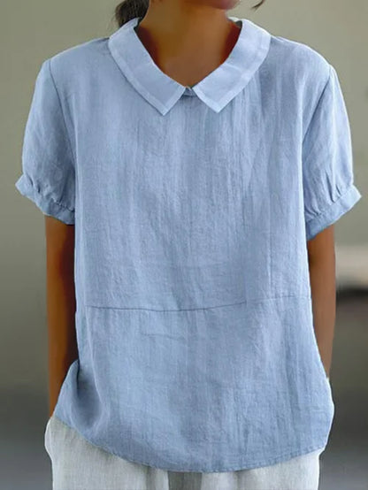 Short Sleeve Collared Women's Top - Maria