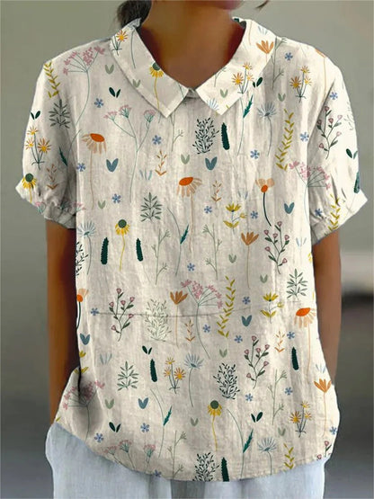 Short Sleeve Wildflower Print Blouse - Mable