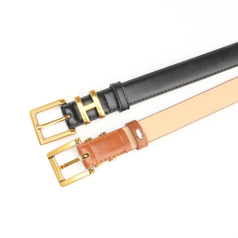 Schwarzer und brauner Ledergürtel mit goldener Schnalle, modisches Accessoire.