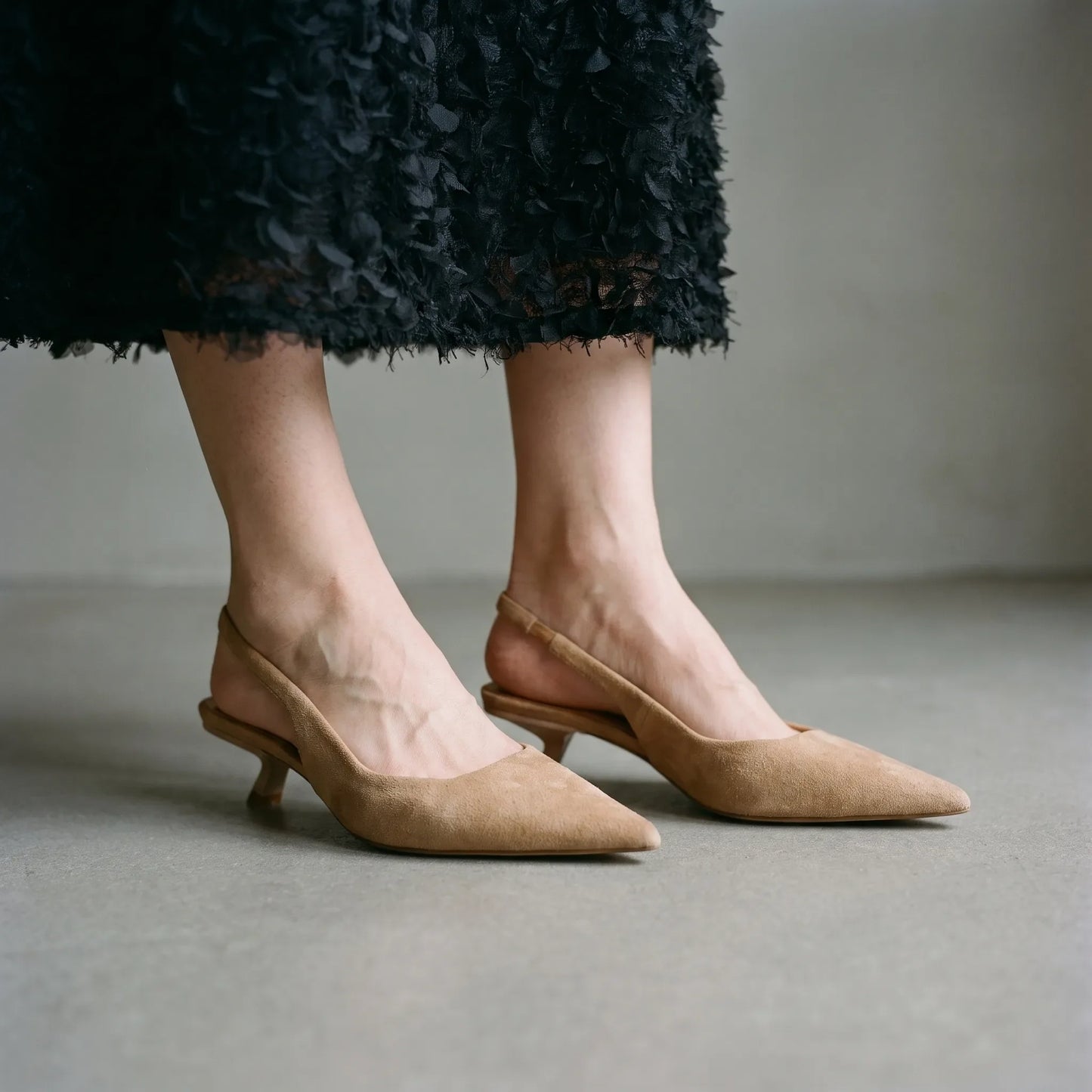 Slingback Sandaler Med Spetsig Tå Och Låg Klack - Carrie