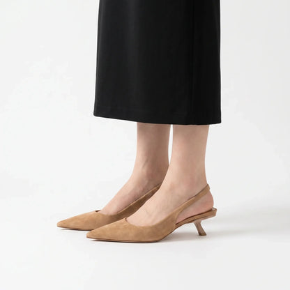 Slingback Sandaler Med Spetsig Tå Och Låg Klack - Carrie
